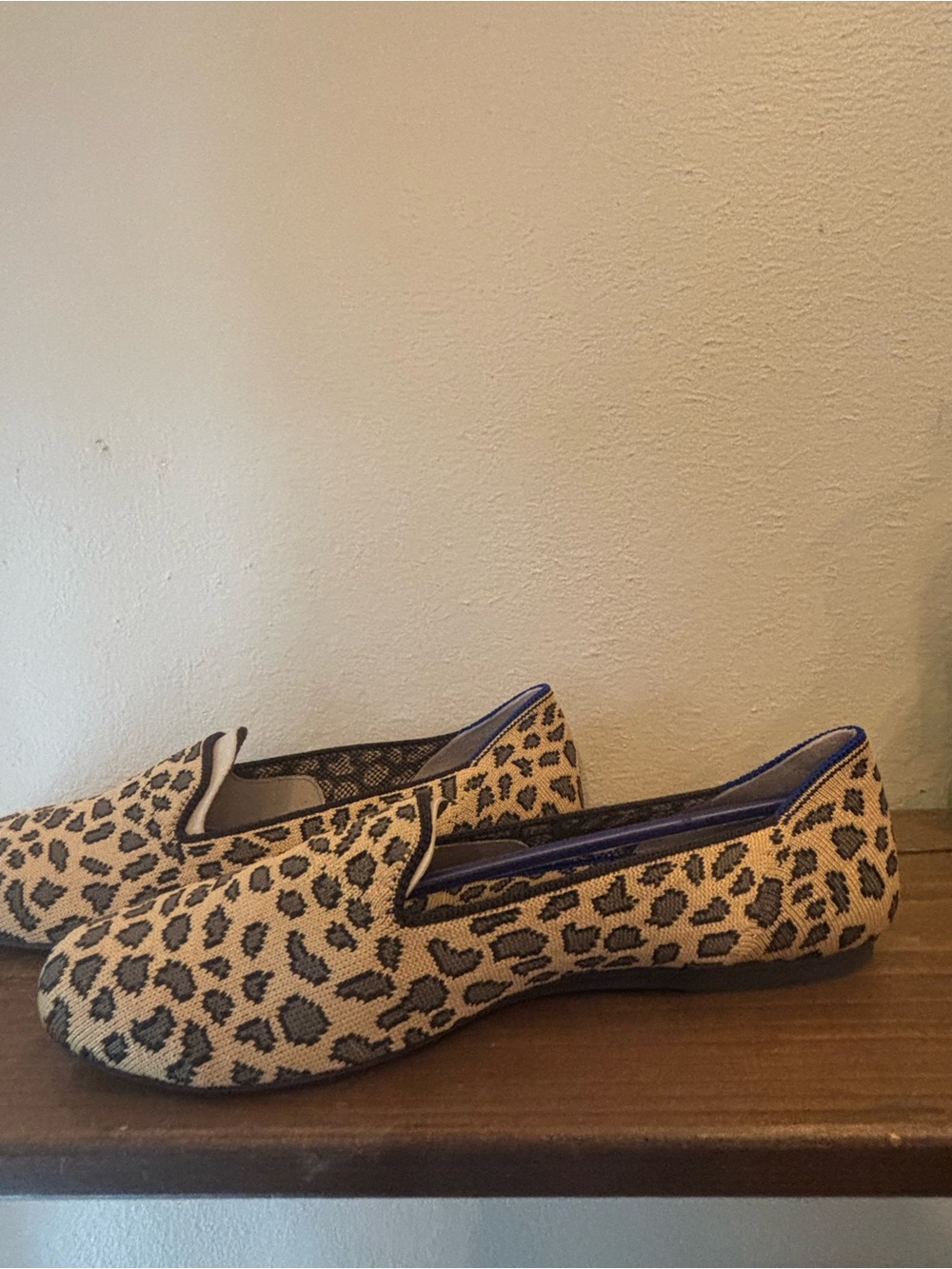 Rothy's Leopard Print Slip-On Flats - Beige and Black